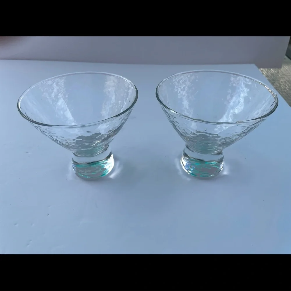 Glass Hammered Cocktail / Dessert Bowls – Set of 2